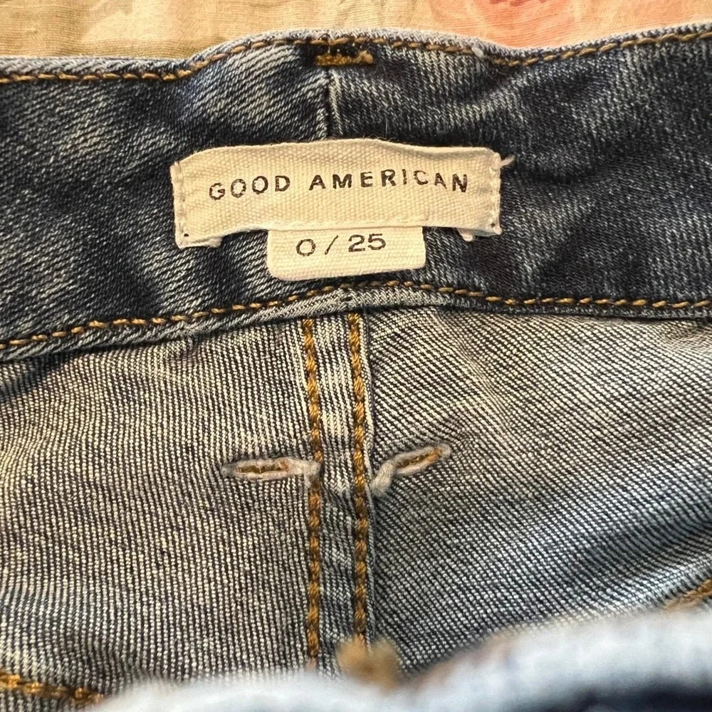 Good American Good Waist Skinny Jeans Blue Dark Wash High Rise‎ Size 0/25